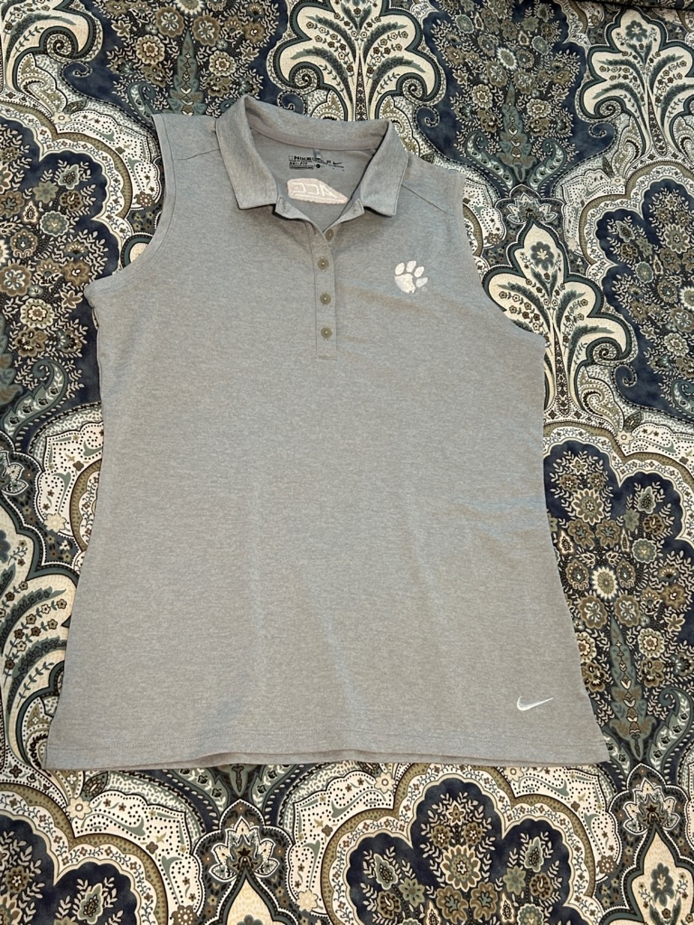 Nike Golf Dri-Fit Clemson ACC Gray Sleeveless Polo